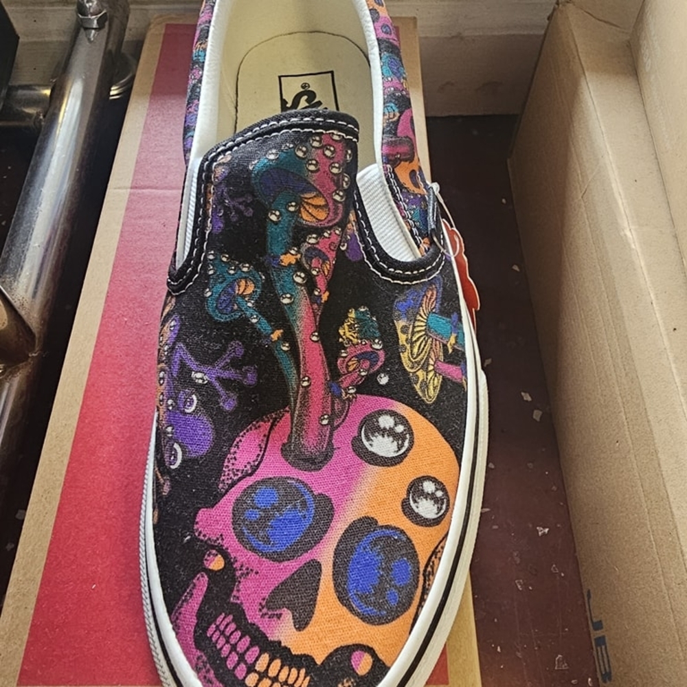 Vans Colorful Skull Pattern Slip-Ons